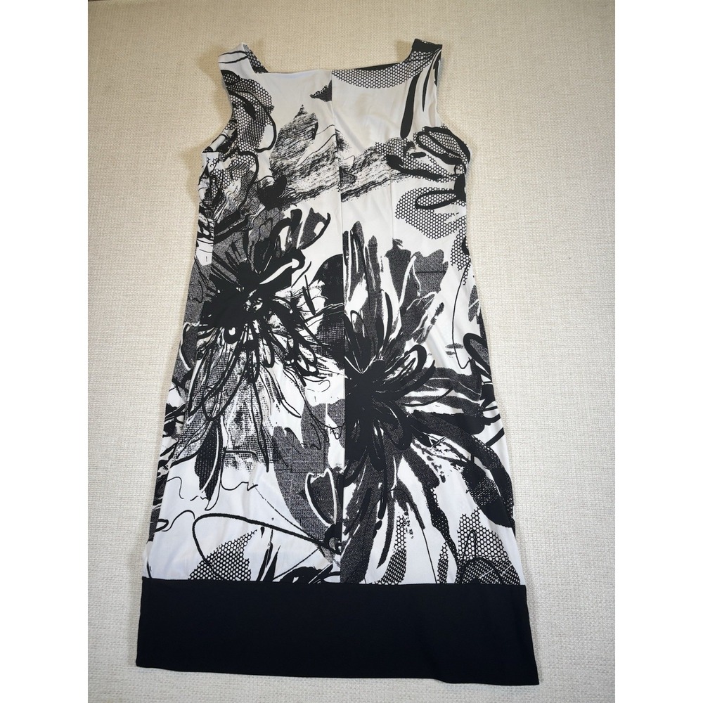 AB Studio Dress Womens Size S Sleeveless Shift Black White Modern